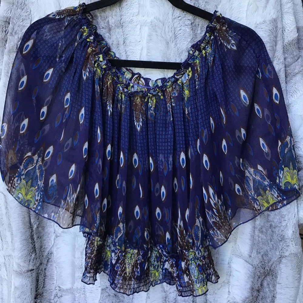 !!SOLD!! Sheer Peacock Versatile Top